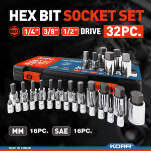 32 PC SAE & METRIC HEX BIT SOCKET SET