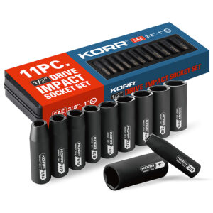 11 PC 1/2” DRIVE SAE DEEP SOCKET SET