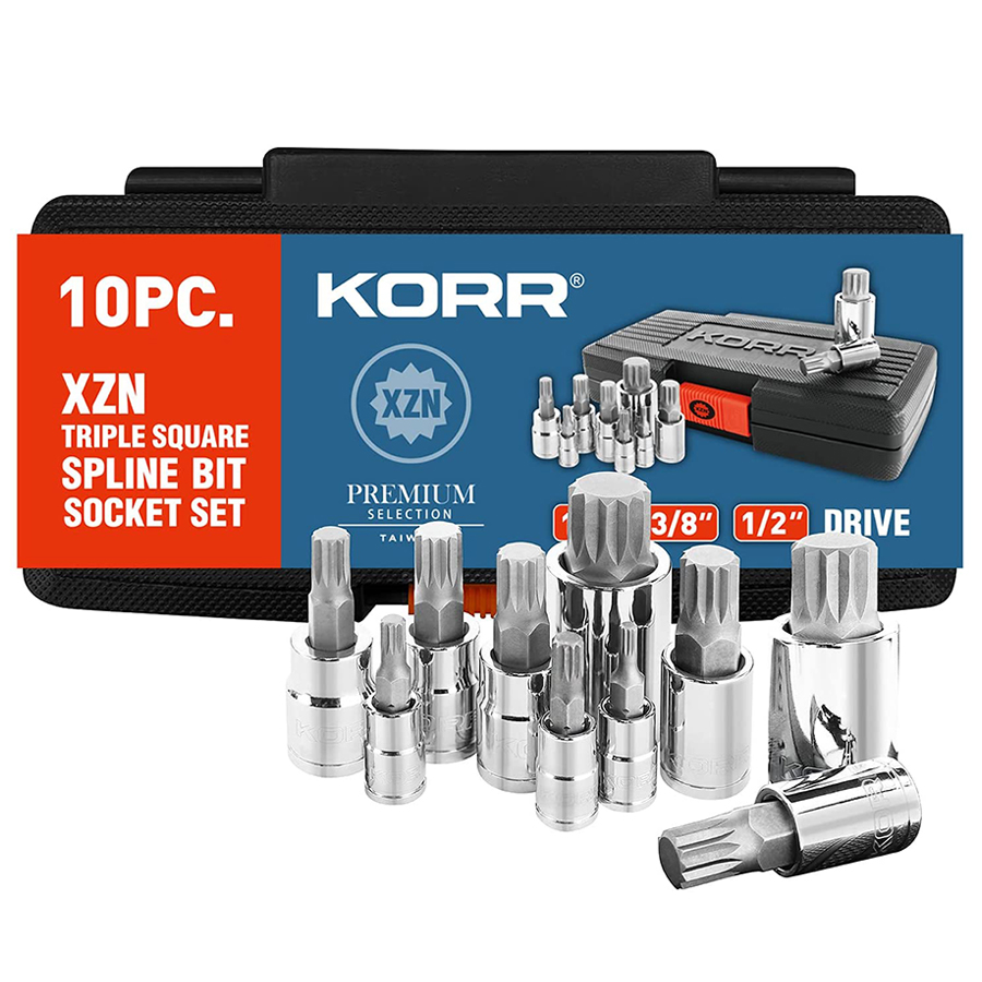 10 PC XZN TRIPLE SQUARE SPLINE BIT SOCKET SET - Norske Tools