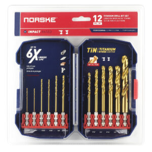 12 PC 1/4” HEX SHANK TITANIUM COATED DRILL BIT SET
